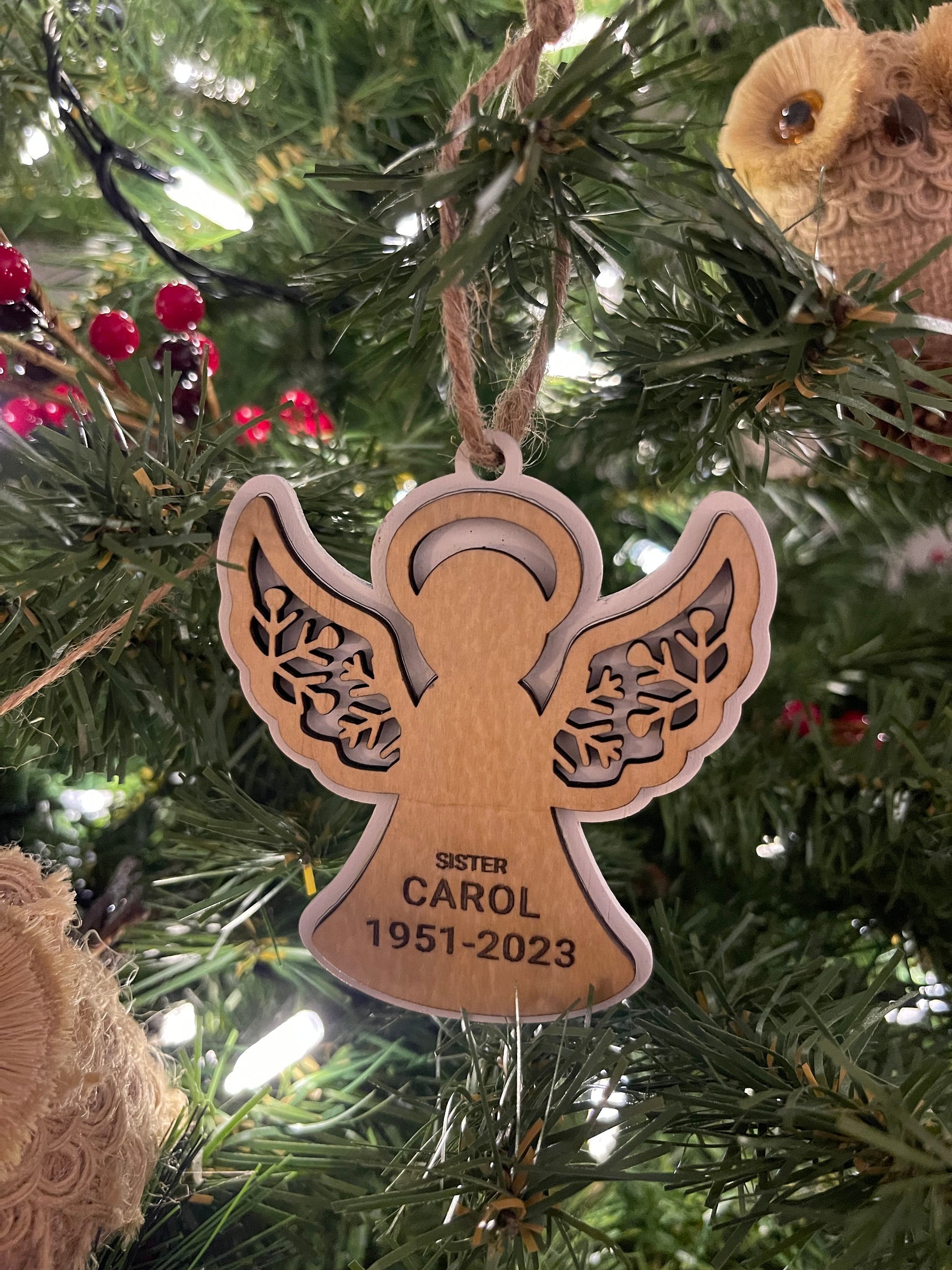 Custom Wood Angel Ornament